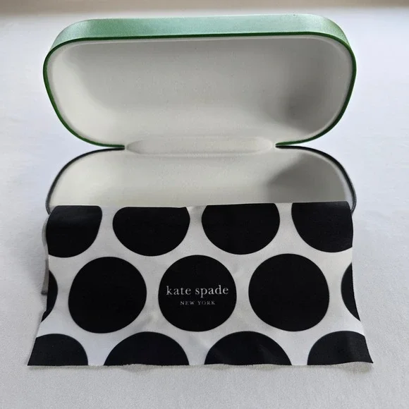 🆕️ Kate Spade New York Green Hard Shell Eyeglass Case with cloth. Case only. - Picture 7 of 7